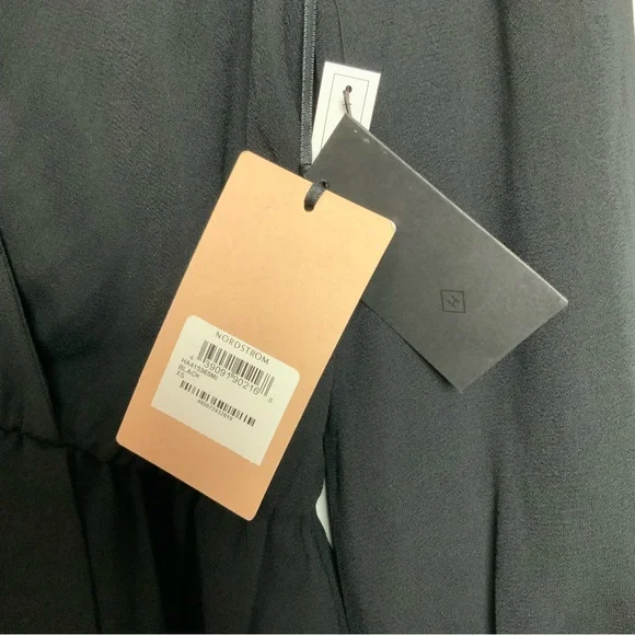 NWT Halogen Sz XS Black Surplice Faux Wrap Long Sleeve Peplum Blouse - Picture 4 of 5